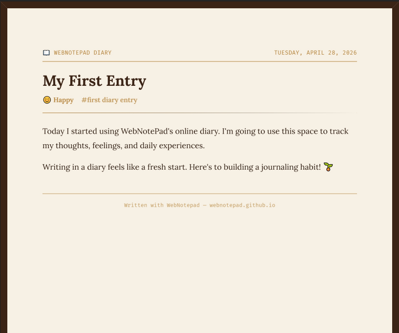 Online diary mood and tags export